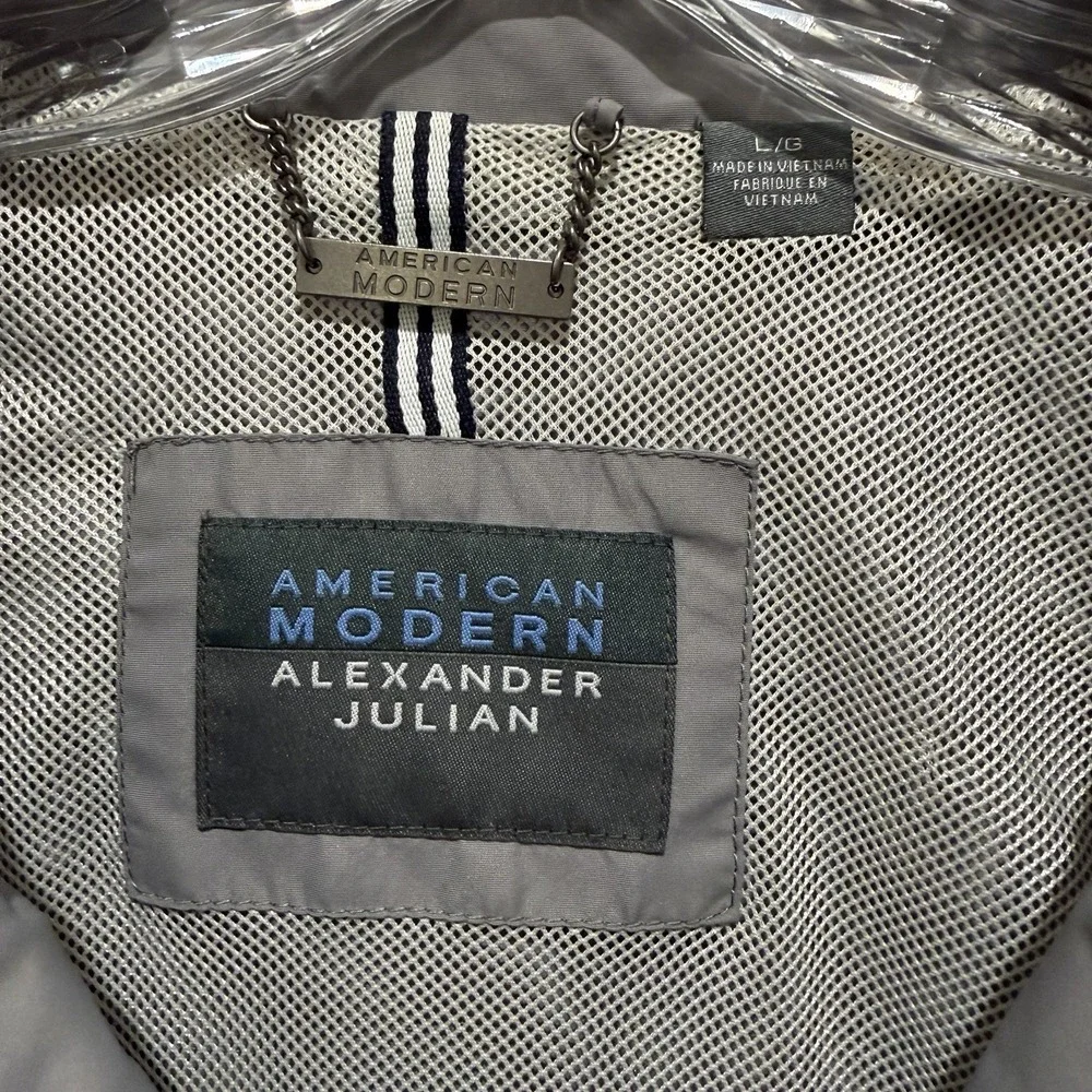 American Modern Alexander Julian Men's Windbreaker Spring Fall Large Gray